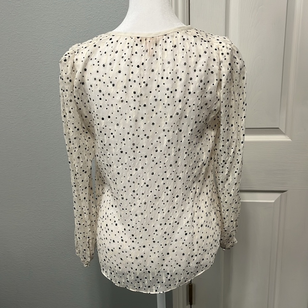 Rebecca Taylor Sheer Long Sleeve Cream Top Size 0 - Picture 5 of 11